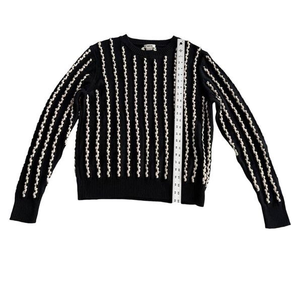 Jason Wu Two Tone Linen Cotton Woven Stripe Navy Cream Pullover Sweater M - Picture 10 of 12